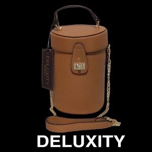 NEW Deluxity Vegan Cylinder Crossbody/Handbag, Brown